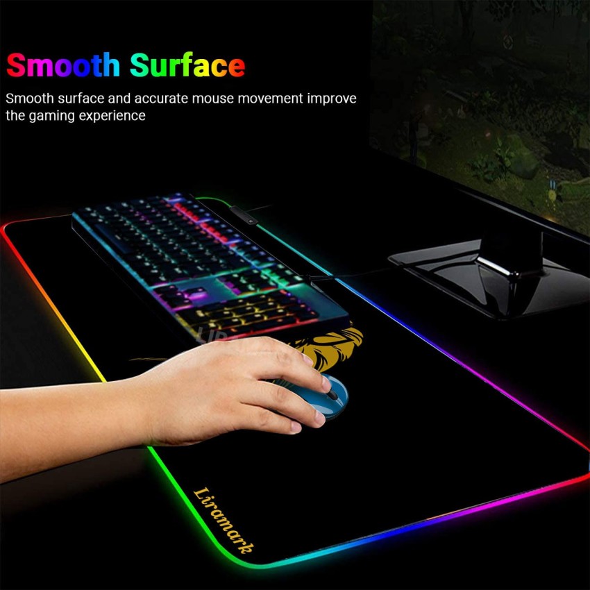 RGB LED light Soft Gaming Mouse Pad Large 800x300x4mm size, Oversized  Glowing Led Extended Mousepad