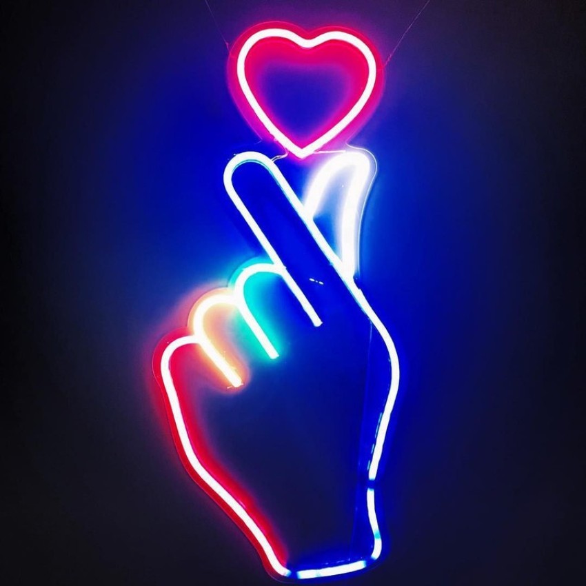 Neon Heart Poster Sticker(self adhesive) Poster Paper Print