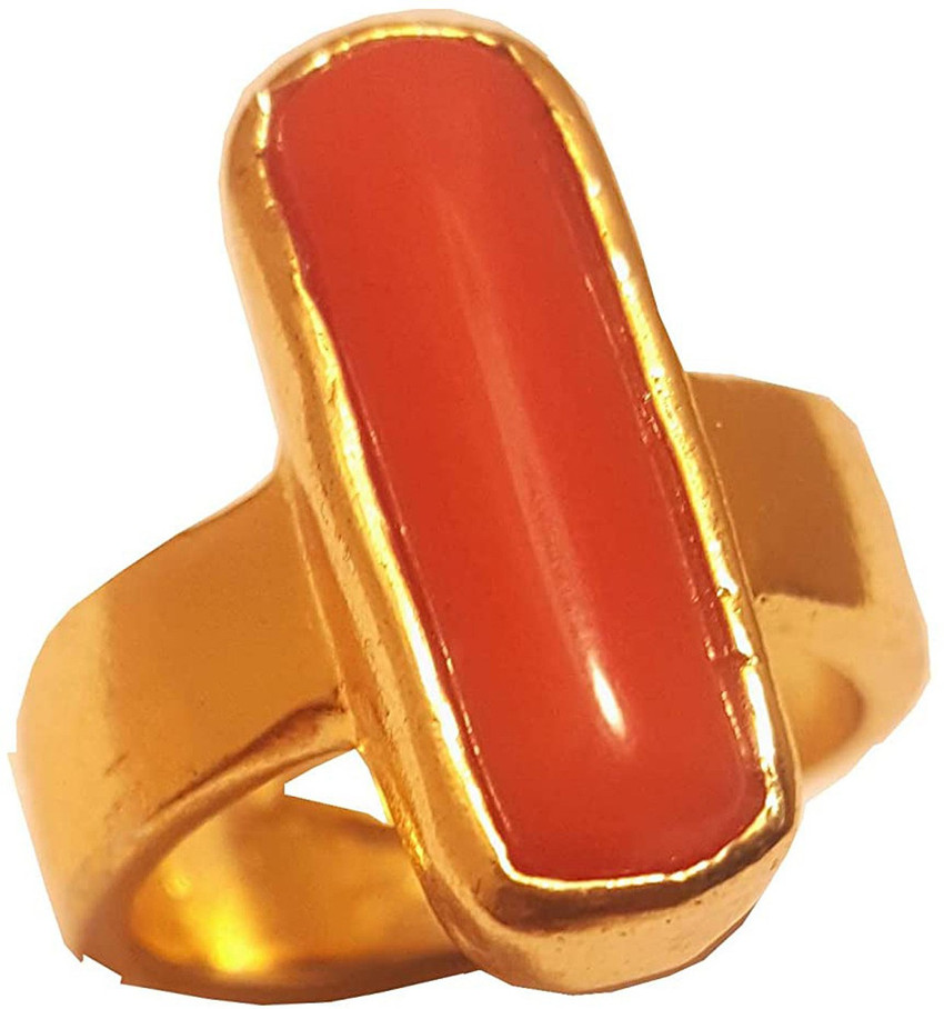 Seashines 8.25 RATTI CORAL MUNGA STONE STUDDED IN GOLD PLATED