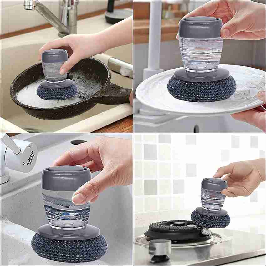 Minxiv KITCHEN SOAP DISPENSING PALM BRUSH WASHING LIQUID DISH