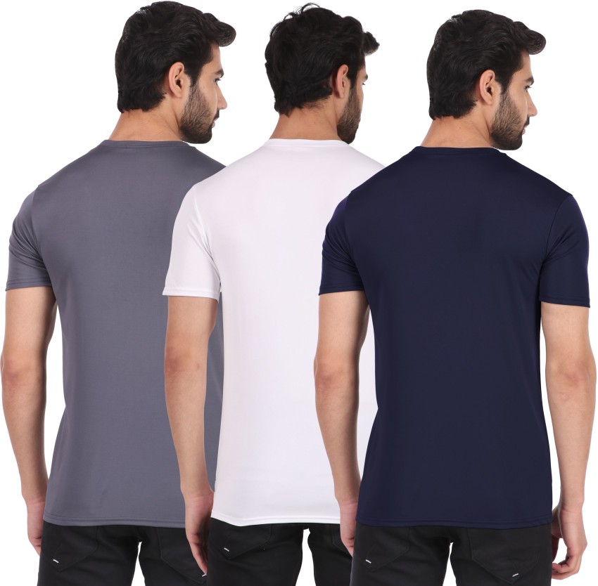 London Hills Solid Men Round Neck Multicolor T-Shirt - Buy London