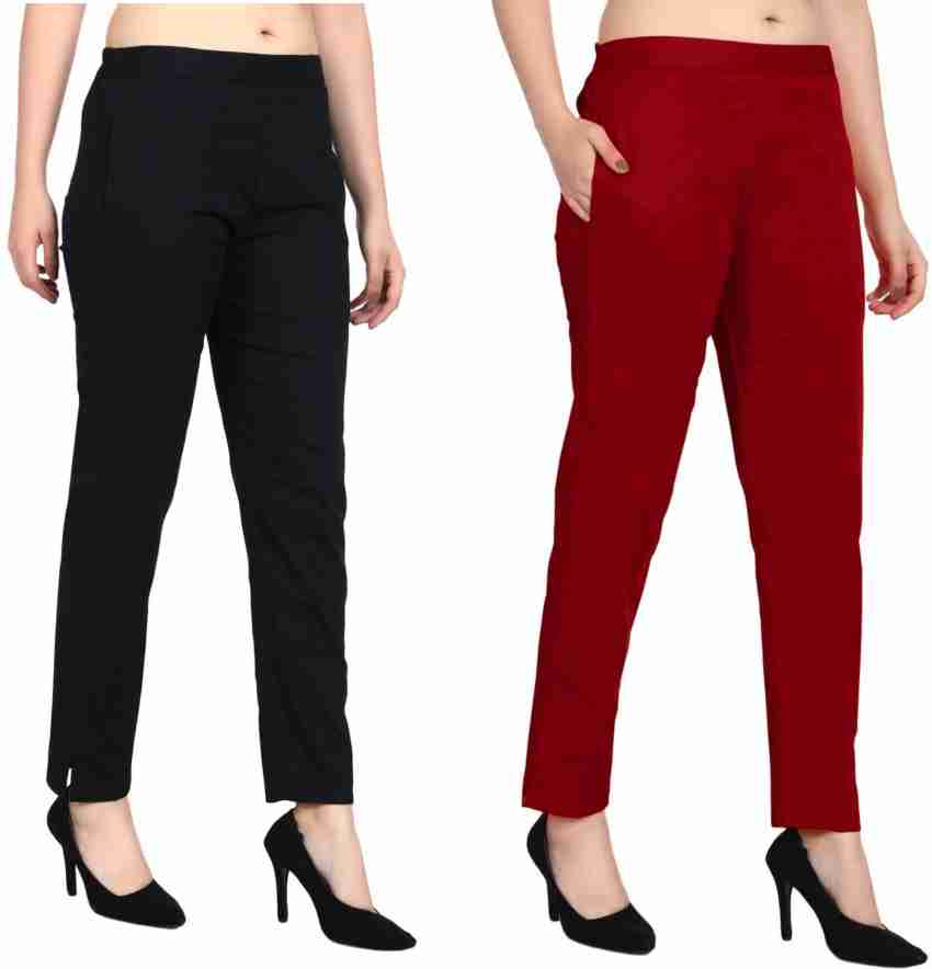 Sakhi Shine Regular Fit Women Black Trousers