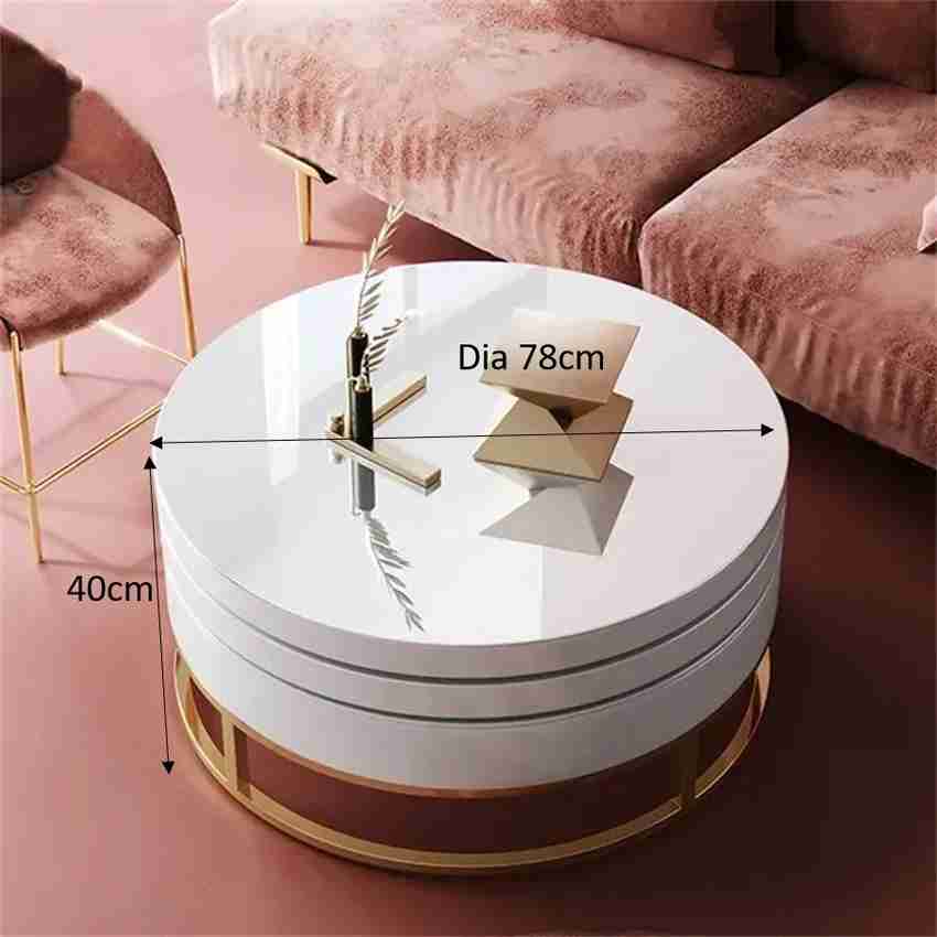 NG Decor White Round Modern Wood Swivel Coffee Table center table
