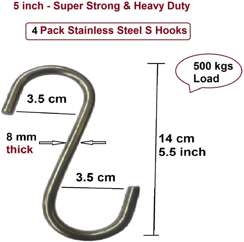 Q1 Beads 4 Pcs 5 inch S Hooks Heavy Duty for Hanging in Workshop