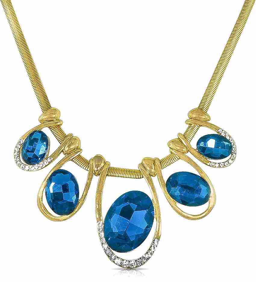 Blue stone pendant gold top