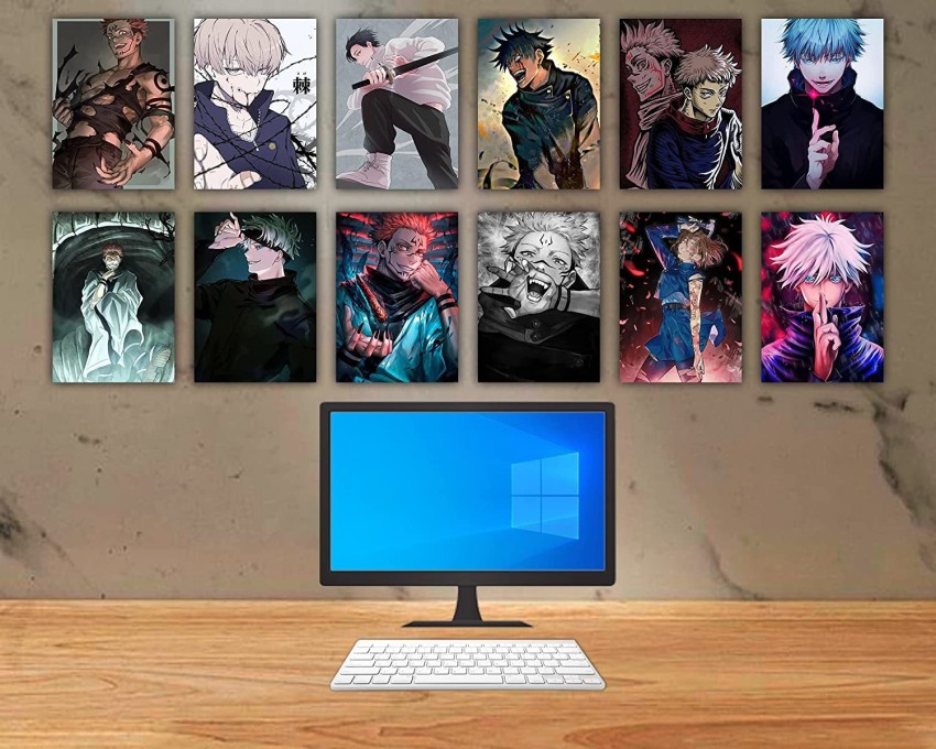 UniqueTown® Paper Printed Jujutsu Kaisen Poster Glossy Set  Anime HD+ Photos Decor ( size: 8.5inch x 11.5inch, Multicolor) - Pack of12:  Posters & Prints