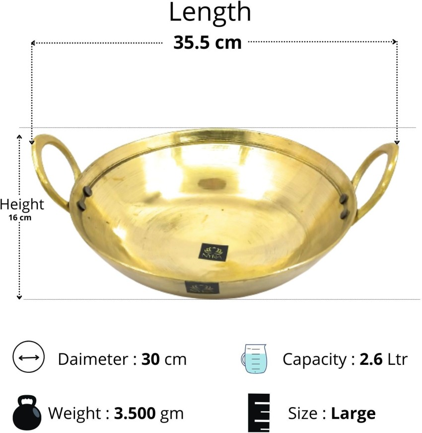 Brass Deep Fry Kadai With Double Handle,brass pital Handmade Kadai Brass  Kadai for Cooking Kadhai, Brass Fry Pan,brass Kadhai,cheenachatti 