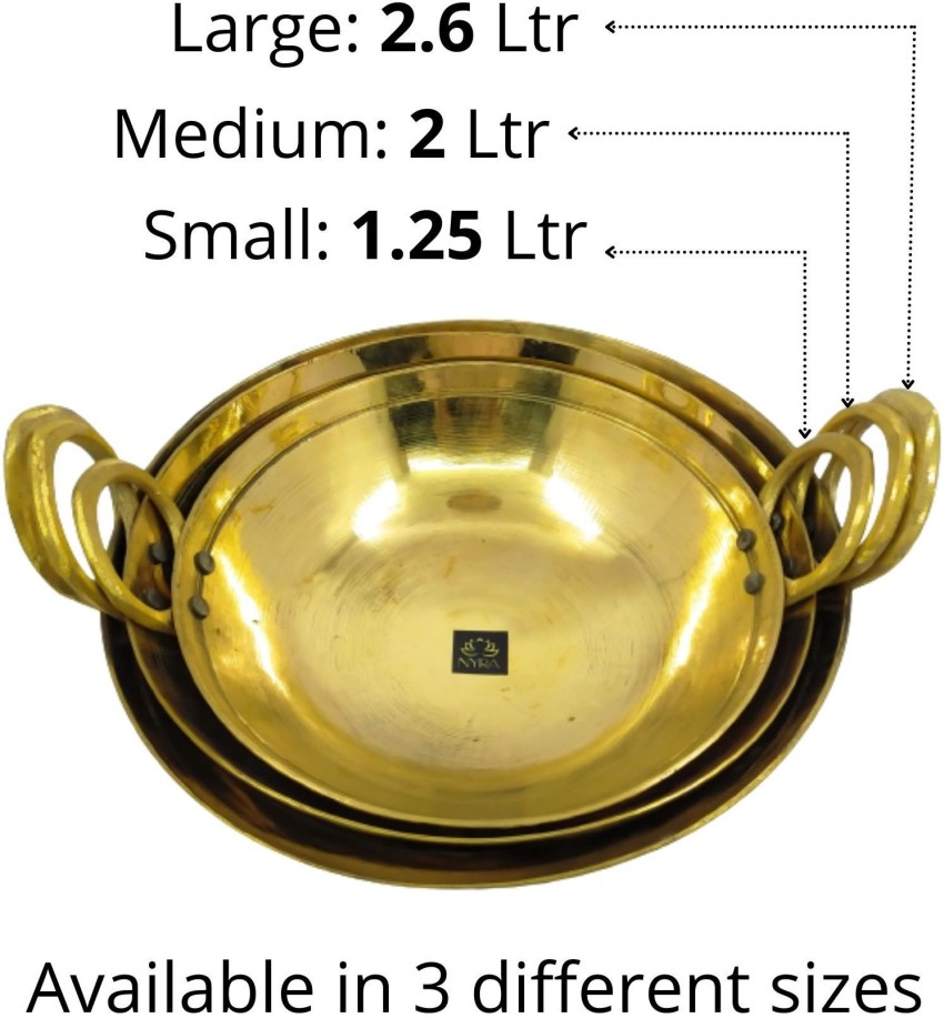 Nyra Brass (Pital) Handmade Kadai/ Kadhai/ Karahi for Cooking Kadhai 35.5  cm diameter 2.6 L capacity Price in India - Buy Nyra Brass (Pital) Handmade  Kadai/ Kadhai/ Karahi for Cooking Kadhai 35.5