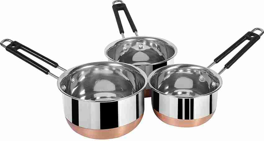 Stainless Steel Copper Bottom Tadka Pan Induction & Gas Stove Friendly  Saucepan Sauce Pot Milk PAN Teapot Tapeli Patila Bhagona 