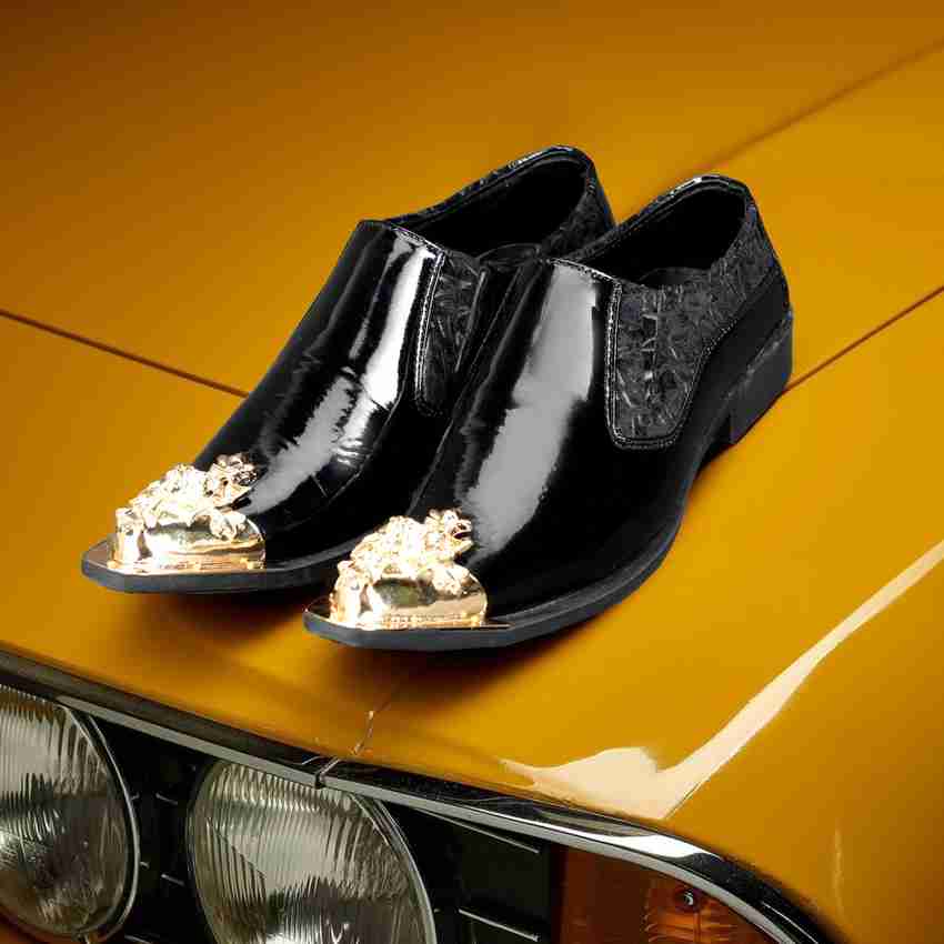 Gold and black dress shoes mens hot sale