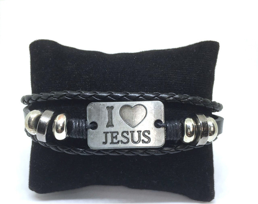 Ladies black leather bracelet shop
