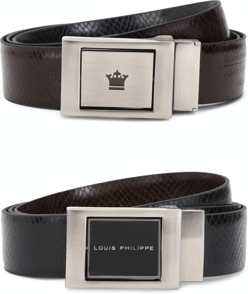 LOUIS PHILIPPE Men Black Genuine Leather Belt Black - Price in India