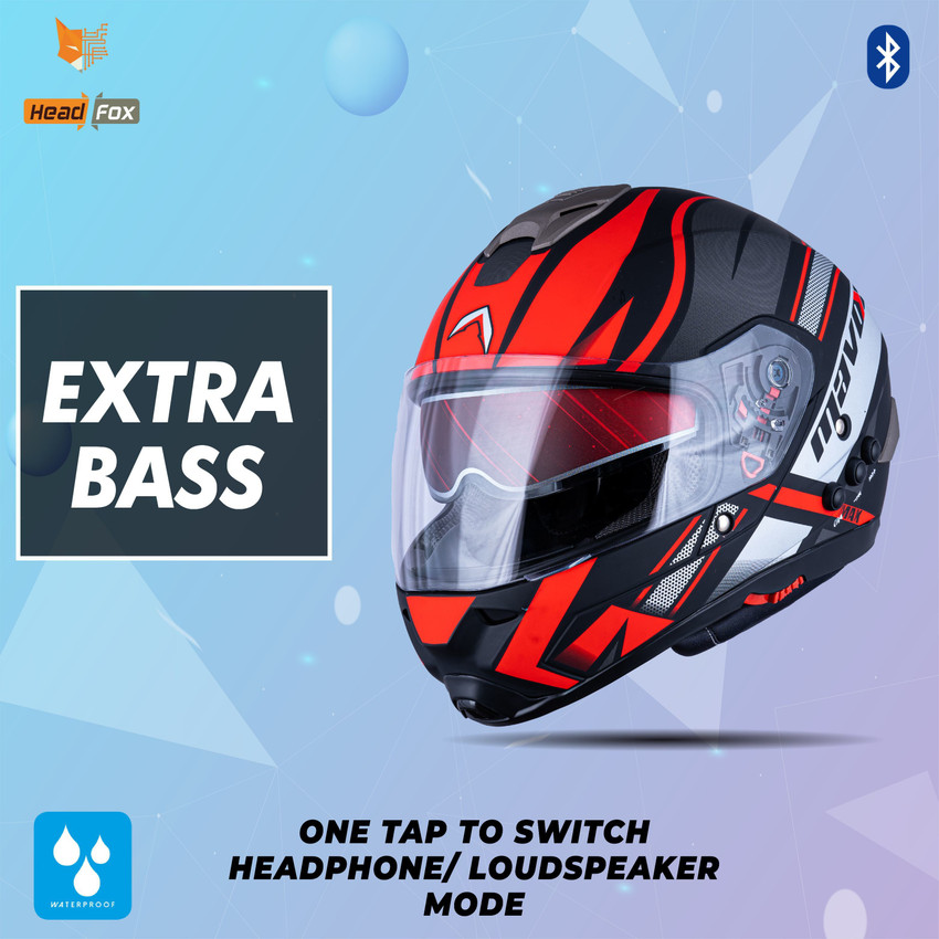 HEADFOX FX 30 FD1 Smart Bluetooth H3 RED ON BLACK DOUBLE VISOR