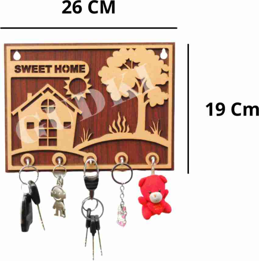 Gudki Sweet Home Woden Key Holder With 5 Hooks, Wood Key Holder Price in  India - Buy Gudki Sweet Home Woden Key Holder With 5 Hooks, Wood Key Holder  online at