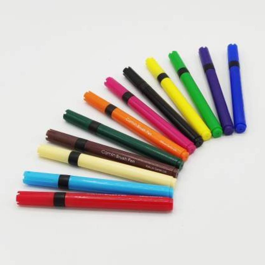  Camlin Kokuyo Brush Pen, 12 Shades (Multicolor)