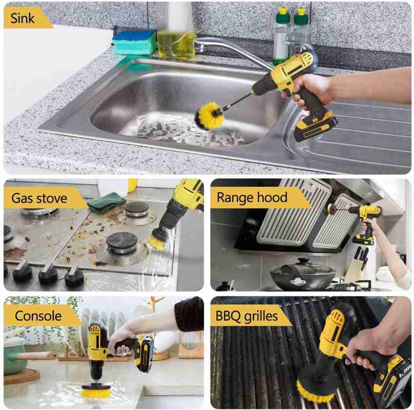 Brush Set Cleaning Drill Brush Kit Carpet Tile Power Scrubber