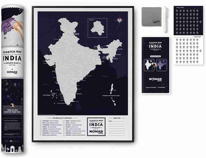 India Travel Scratch Map - Escape Blue Edition by Nomad Gifts Photographic  Paper - Nomad Gifts posters - Minimal Art posters in India - Buy art, film,  design, movie, music, nature and