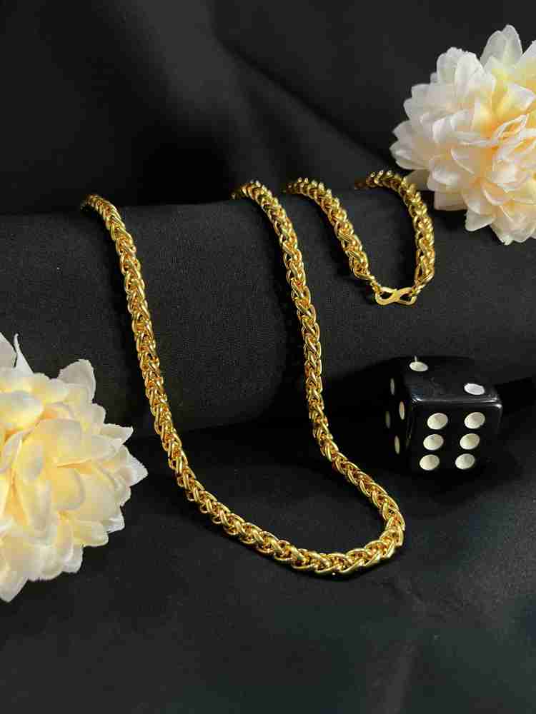 Mens gold bracelet and necklace set store
