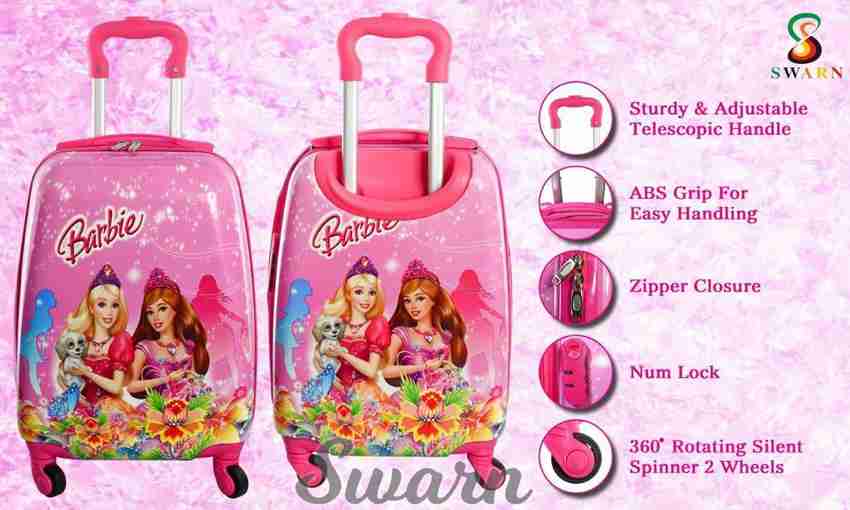 Swarn Products Taj Barbie Princess Printed Suitcase Trolley Bag for Kids Pink 0510 Cabin Suitcase 18 inch