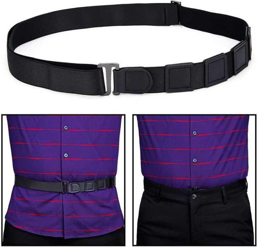 powerup bar Men Shirt Lock Belt Adjustable Elastic Shirt Holder for Police  Military Military Belt Black - Price in India