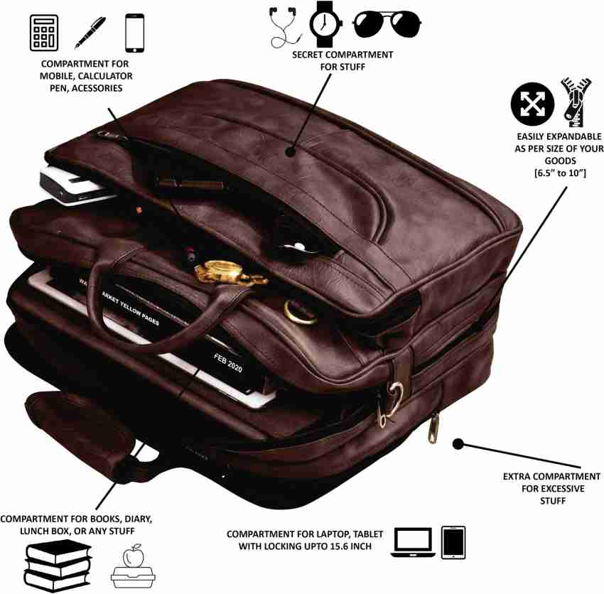 jinbil FS Premium Leather Office Bag, Executive