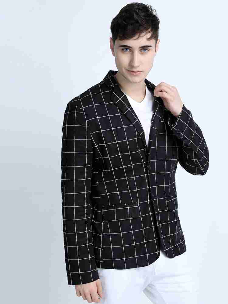 White and black hot sale check blazer