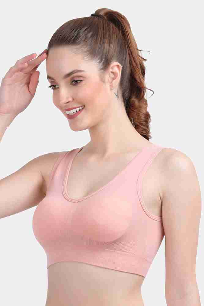 Buy Viral Girl Women's Peach-Pink Padded Silp-on Active Sports Bra  (Removable pad) (Pink) Online at Low Prices in India 