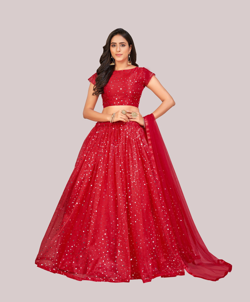 Flipkart red lehenga sales