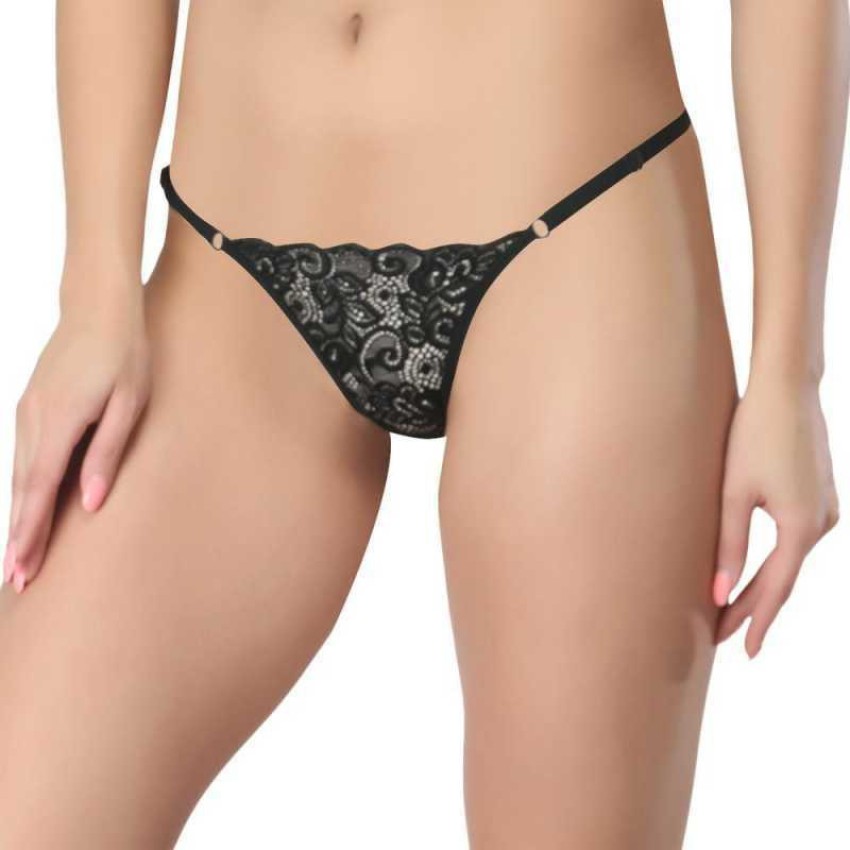 creville Women Thong Black Panty - Buy creville Women Thong Black