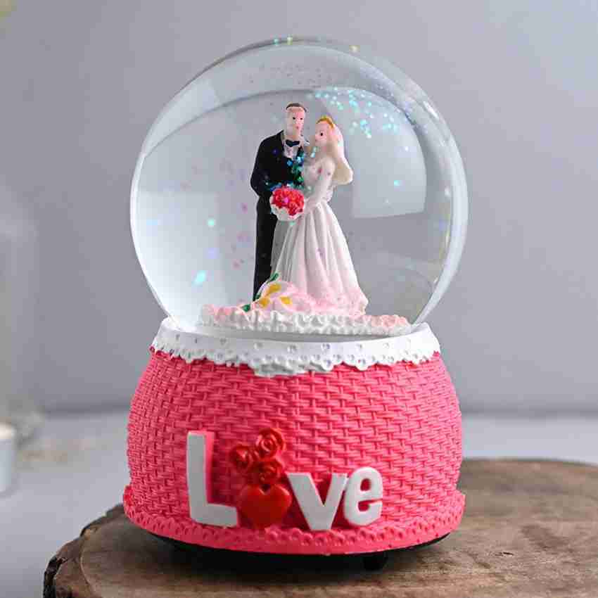 Floweraura Cute Married Couple Snowglobe Showpiece With LED For