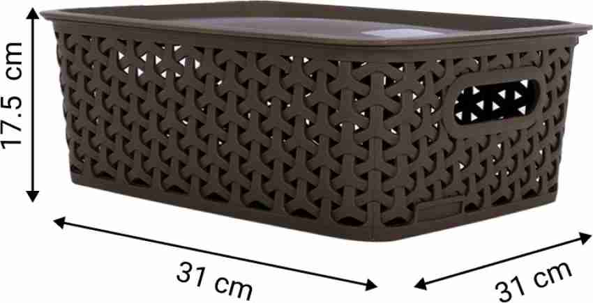 Bel Casa Plastic Plastic Multipurpose Medium Pack of 2 Dark Brown Royal  Baskets with Lid for Home Storage Basket Price in India - Buy Bel Casa Plastic  Plastic Multipurpose Medium Pack of