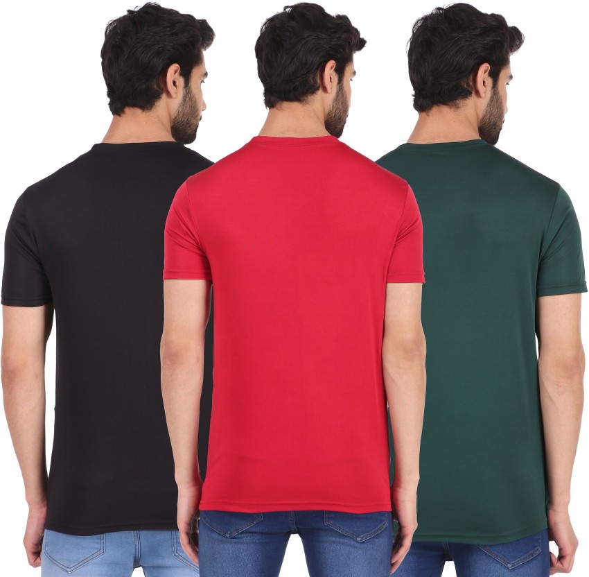 London Hills Colorblock Men Round Neck Green, Maroon, Black T