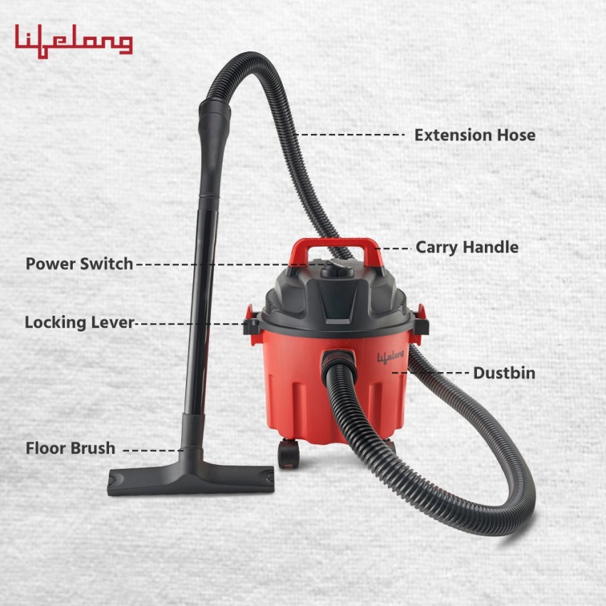Lifelong 800-Watt Vacuum Cleaner for Home Use with Blower Function, 6  Litre, Wet & Dry, 2.75 Meter Cord, 1.8 Meter Hose Pipe | LLVC930| Non-Rust