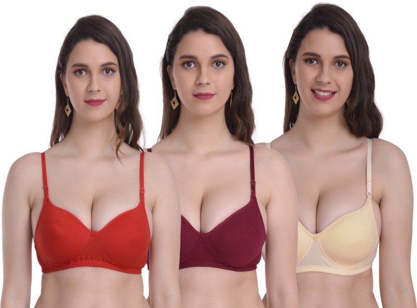 Mynte Mynte Women's Cotton Rich Lightly Padded Non-Wired Full Cup Bra (Pack  of 3) Women Push-up Lightly Padded Bra - Buy Mynte Mynte Women's Cotton  Rich Lightly Padded Non-Wired Full Cup Bra (