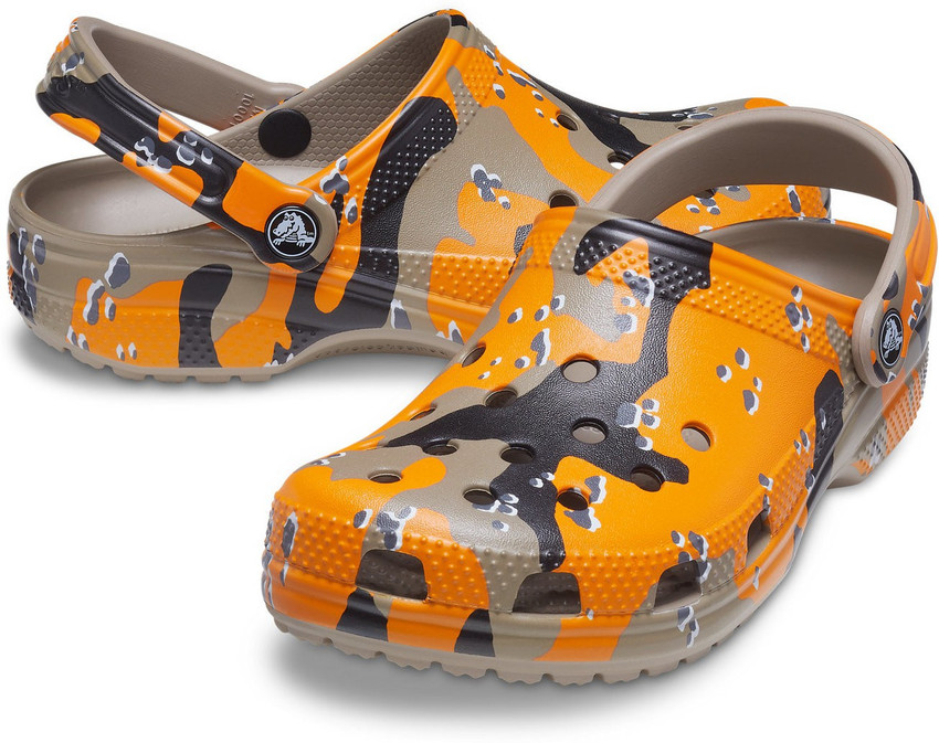 Orange and black crocs sales