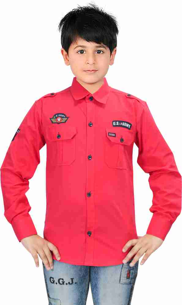 FuzzyBid Boys Solid Casual Red Shirt - Buy FuzzyBid Boys Solid