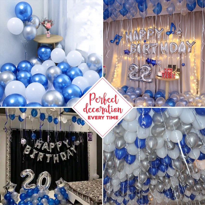 Balloons Blue Silver Metal Garland Arch Kit Wedding Birthday Balloons  Decoration