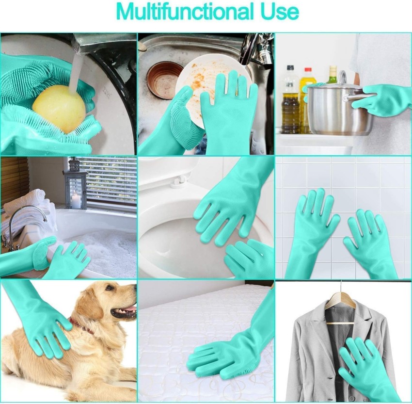 1 Pair Silicone Gloves Kitchen Cleaning Dishwashing Gloves Magic