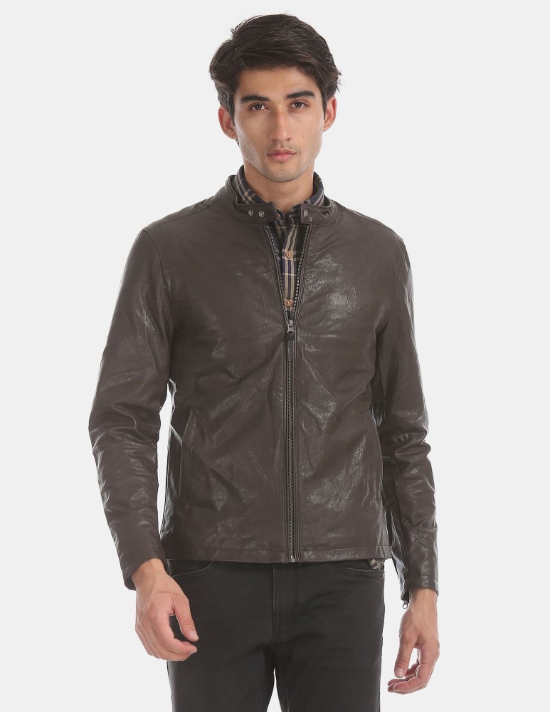 Buy U.S. Polo Assn. Brown Leather High Neck Jacket for Men's Online @ Tata  CLiQ