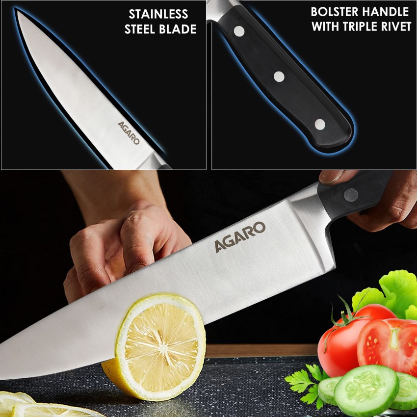 AGARO Galaxy 6 Pcs Kitchen Knife Set with Wooden Case, 4 Knives, 1 Scissor,  1 Wooden