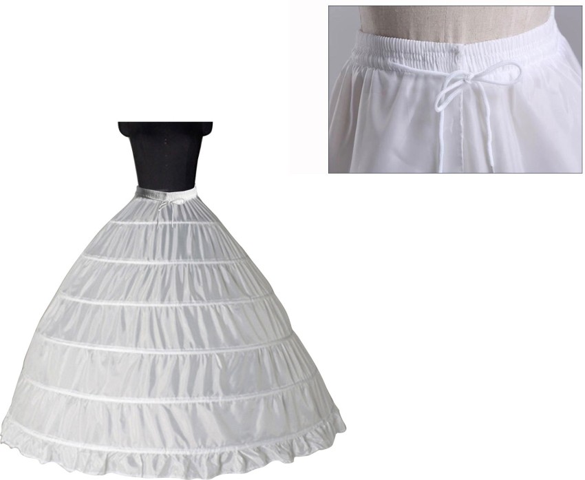 Full A-Shape 6 Hoop Petticoat Skirt White Ball Gown India