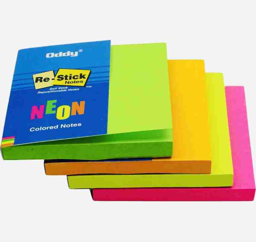 PANTONIC Fluorescent Paper Self Adhesive Sticky Notes Bookmark Point It  Marker Sticker 80 Sheets 3X 3, 5 Colors