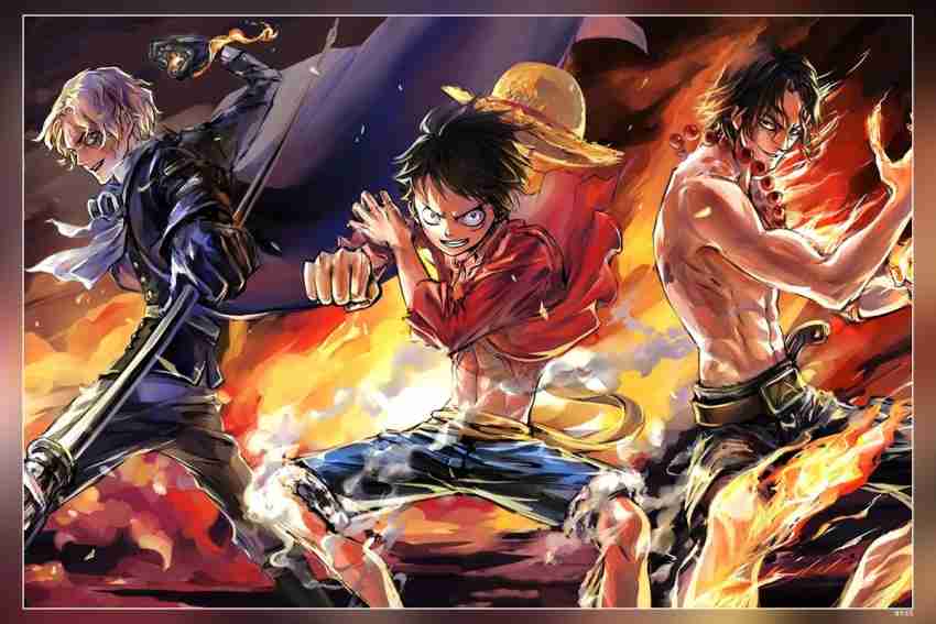 159804 One Piece ACE OP Monkey D Luffy Fighting Anime Wall Print Poster