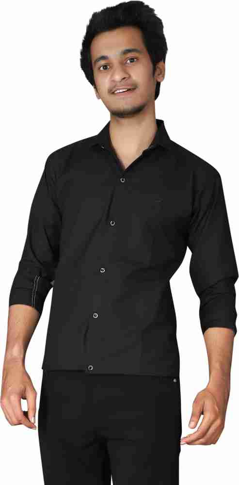 SheerHeer Men Solid Formal Black Shirt - Buy SheerHeer Men Solid