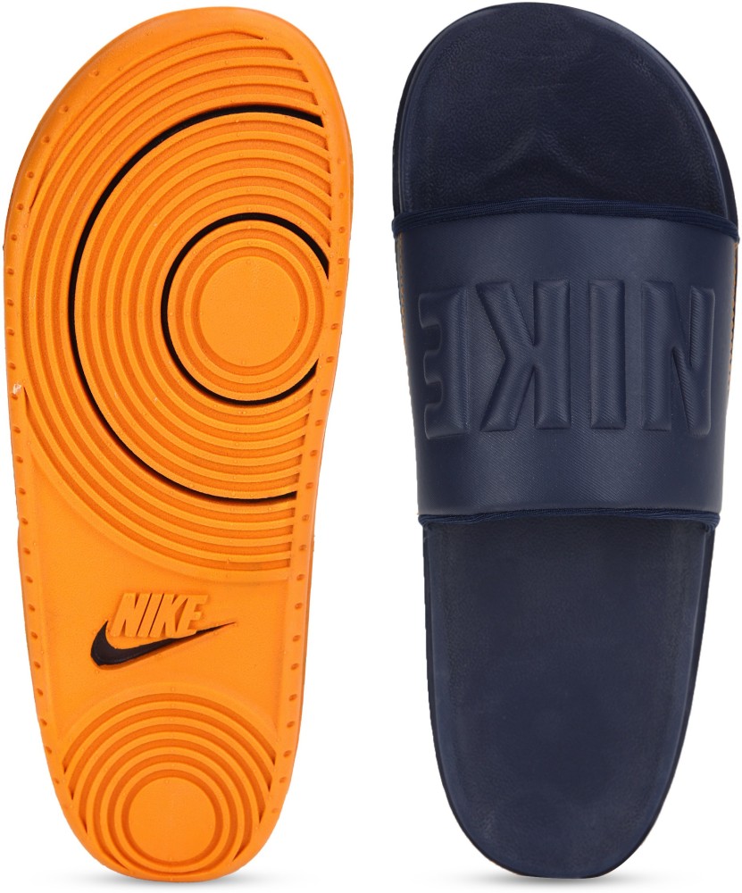 Blue and 2025 orange nike slides