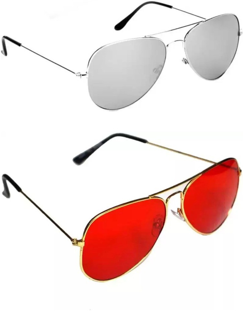 Buy O4U Aviator Sunglasses Silver Red For Men Women Online Best Prices in India Flipkart