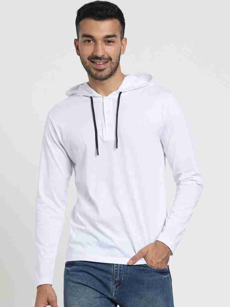 Mens white cheap hooded t shirt