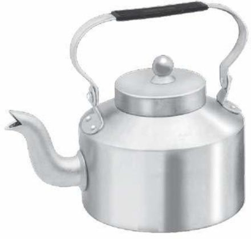 Indian ethinic road side traditional Chai ki Ketli 6 Cup Desi Tea Kettle |  Aluminium | Silver 1000ml