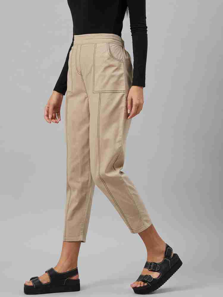 ORCHID BLUES Regular Fit Women Beige Trousers - Buy ORCHID BLUES Regular  Fit Women Beige Trousers Online at Best Prices in India