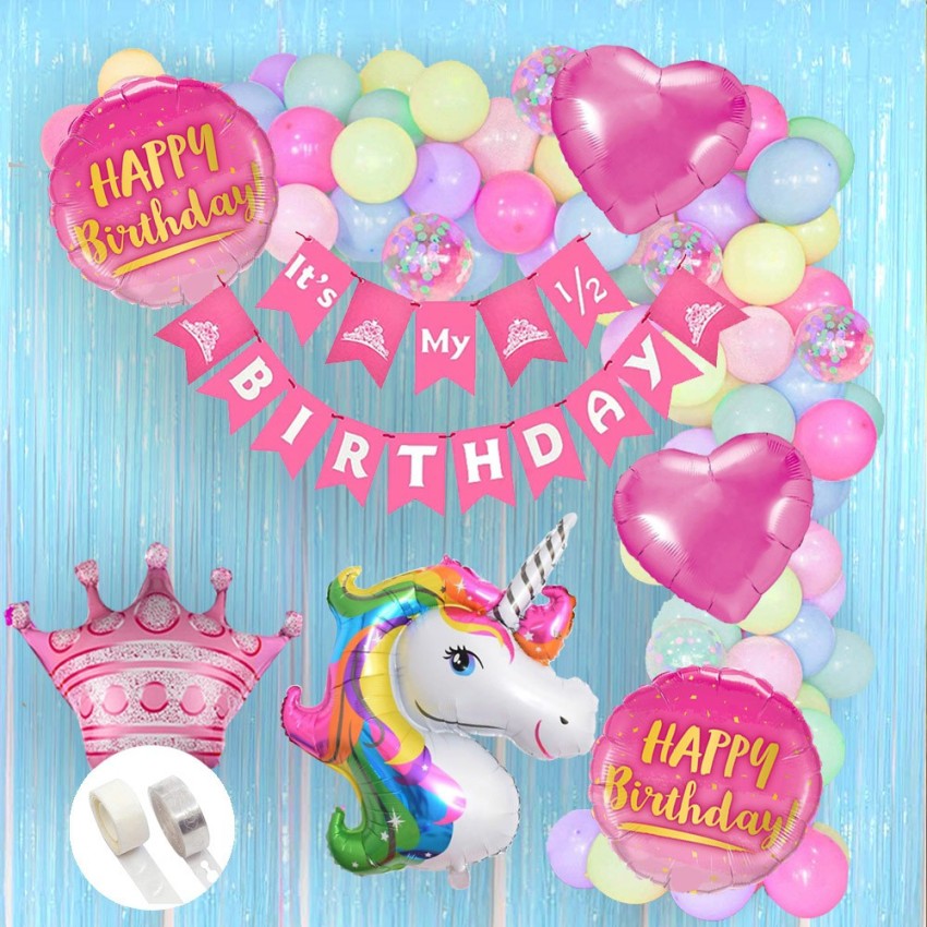 Unicorn Birthday Decoration for Girls 61Pcs Combo Set Happy Birthday  Decoration